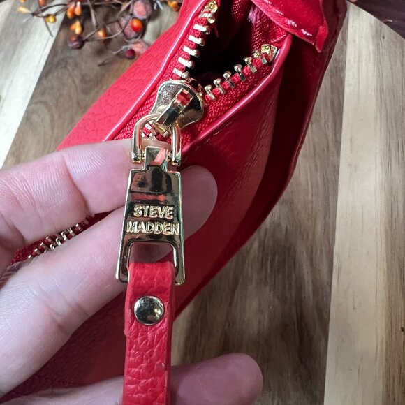 Steven Madden BSabine Y2K Hobo Shoulder Bag in Lipstick Red Soft Faux Leather - Picture 8 of 12